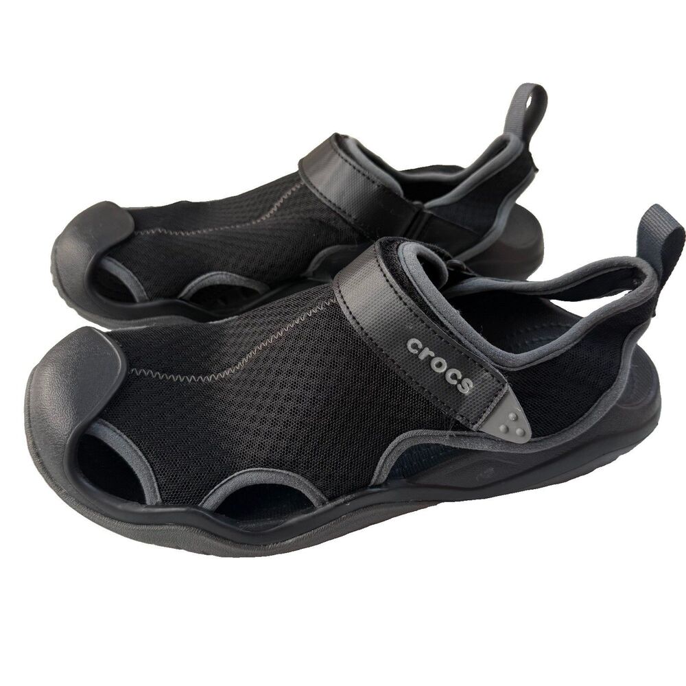 Crocs Swiftwater Men's Boat Shoes Size 10 Black Mesh Deck Water Fishing